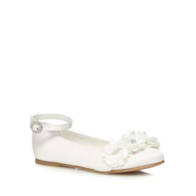 Debenhams Girls' ivory flower applique flat shoes